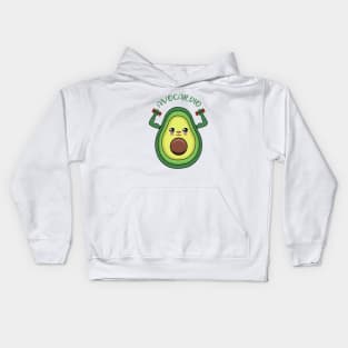 AVOCARDIO, cute avocado  lifting weights Kids Hoodie